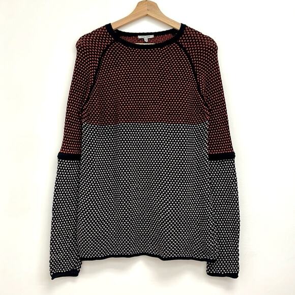 Lisa Todd Bird's Eye Cotton Cashmere Colorblock Knit Raglan Crew Sweater - Small - Picture 1 of 11